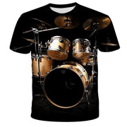 Printed 3D Drum Kit Short Sleeve T-shirt