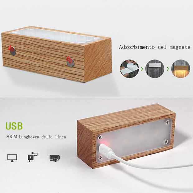 creative small night light gifts made of red oak log with USB power connection.