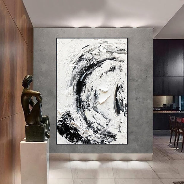 Handmade Oil Painting Canvas Wall Art Decoration Hand Painted Modern Abstract White Acrylic Artwork Large Murals Thick Texture For Living Room Home Decor Unframed Paintings