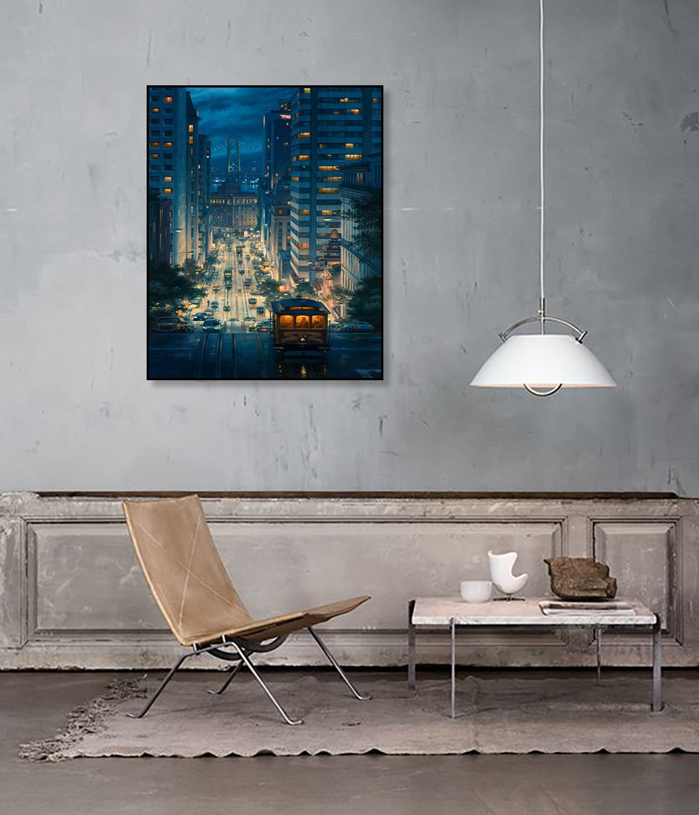 Digital oil painting wholesale city night scene