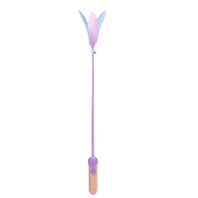 Laser feather cat toy in pastel colors featuring feathers on a stick, designed for playful cats.